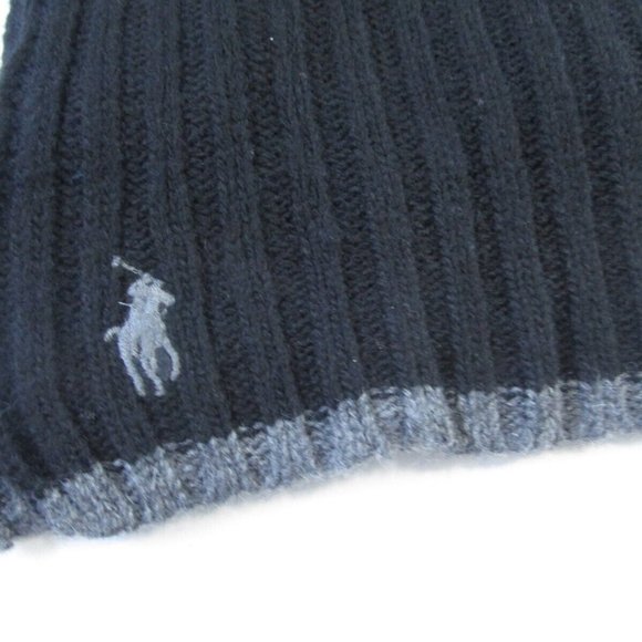 Ralph Lauren Polo Men's Blended Wool Classic Scarf, Black/Gray Trim One Size - Picture 4 of 8